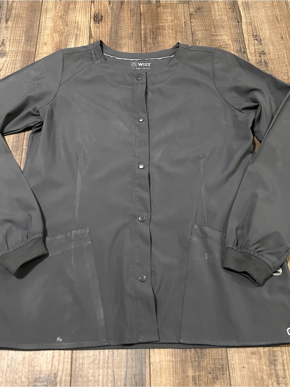 Wonder Wink Women's S Gray‎ Snap Front Scrub Jacket Workwear Long Sleeve W123